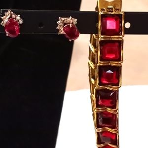 Antique ruby earrings and bracelet